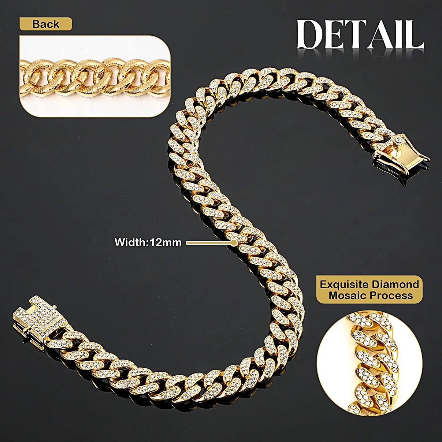 Luxury Gold Dog Chain Collar Cuban Chain Link Choke Collar