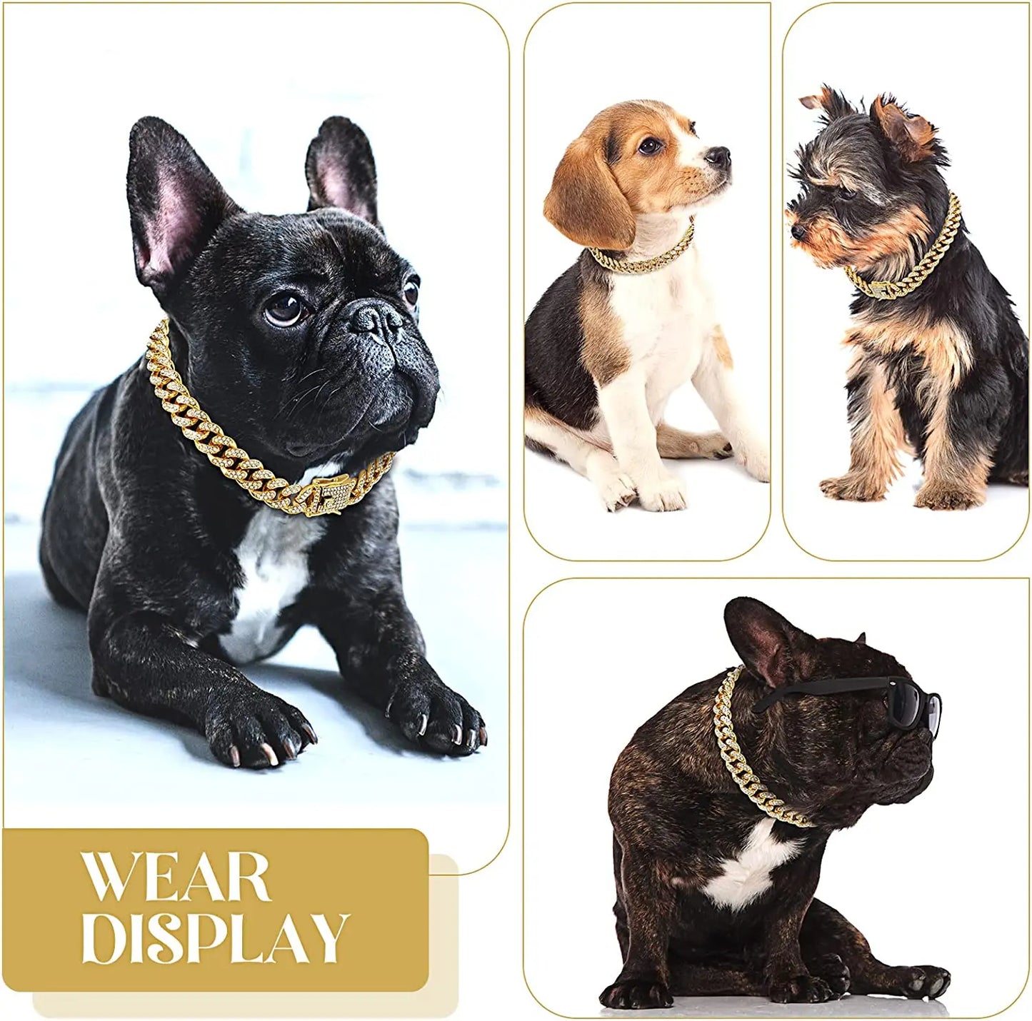 Luxury Gold Dog Chain Collar Cuban Chain Link Choke Collar